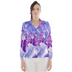 Space Stone Purple Silver Wave Chevron Wind Breaker (women) by Mariart