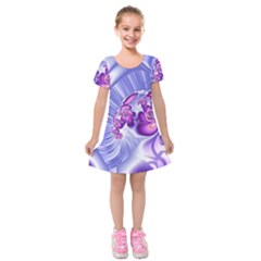 Space Stone Purple Silver Wave Chevron Kids  Short Sleeve Velvet Dress by Mariart