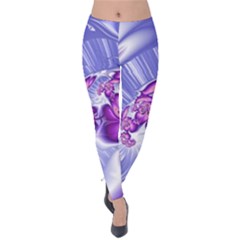 Space Stone Purple Silver Wave Chevron Velvet Leggings by Mariart