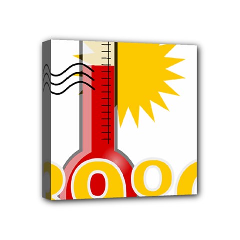 Thermometer Themperature Hot Sun Mini Canvas 4  X 4  by Mariart