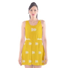 Waveform Disco Wahlin Retina White Yellow Scoop Neck Skater Dress by Mariart