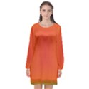 Scarlet Pimpernel Writing Orange Green Long Sleeve Chiffon Shift Dress  View1