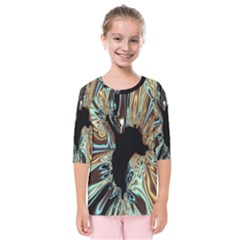 Silver Gold Hole Black Space Kids  Quarter Sleeve Raglan Tee