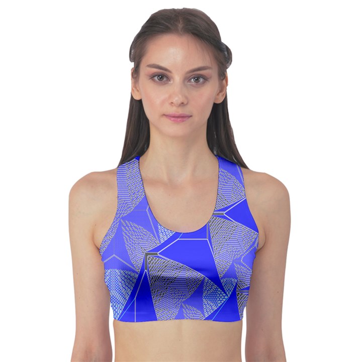 Wave Chevron Plaid Circle Polka Line Light Blue Triangle Sports Bra