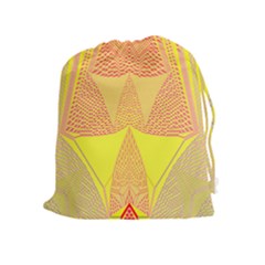 Wave Chevron Plaid Circle Polka Line Light Yellow Red Blue Triangle Drawstring Pouches (extra Large) by Mariart