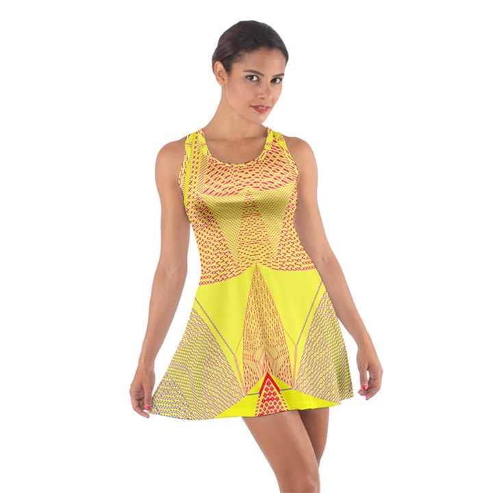 Wave Chevron Plaid Circle Polka Line Light Yellow Red Blue Triangle Cotton Racerback Dress