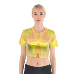 Wave Chevron Plaid Circle Polka Line Light Yellow Red Blue Triangle Cotton Crop Top by Mariart