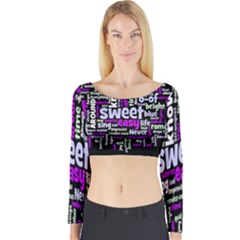 Writing Color Rainbow Sweer Love Long Sleeve Crop Top by Mariart