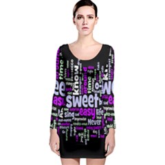 Writing Color Rainbow Sweer Love Long Sleeve Bodycon Dress by Mariart