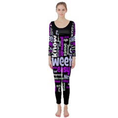 Writing Color Rainbow Sweer Love Long Sleeve Catsuit by Mariart