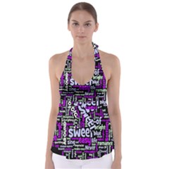 Writing Color Rainbow Sweer Love Babydoll Tankini Top by Mariart