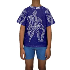 Aquarius Zodiac Star Kids  Short Sleeve Swimwear by Mariart