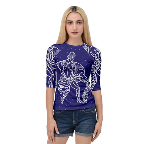 Aquarius Zodiac Star Quarter Sleeve Tee by Mariart