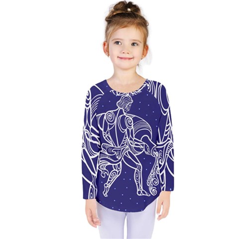 Aquarius Zodiac Star Kids  Long Sleeve Tee by Mariart