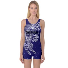 Aries Zodiac Star One Piece Boyleg Swimsuit by Mariart