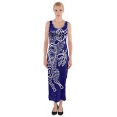 Aries Zodiac Star Fitted Maxi Dress by Mariart