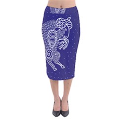 Aries Zodiac Star Velvet Midi Pencil Skirt by Mariart