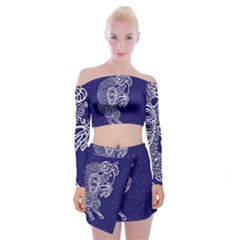 Aries Zodiac Star Off Shoulder Top With Skirt Set by Mariart