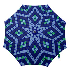 Blue Diamonds Green Grey Plaid Line Chevron Hook Handle Umbrellas (medium) by Mariart