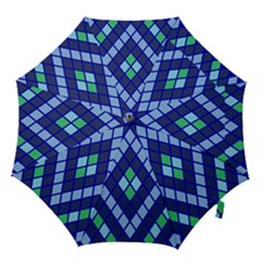 Blue Diamonds Green Grey Plaid Line Chevron Hook Handle Umbrellas (small) by Mariart