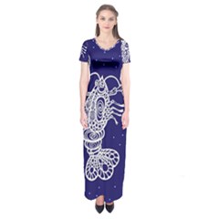 Cancer Zodiac Star Short Sleeve Maxi Dress by Mariart