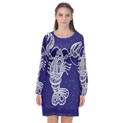 Cancer Zodiac Star Long Sleeve Chiffon Shift Dress 