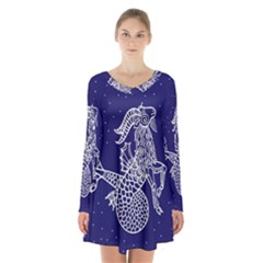 Capricorn Zodiac Star Long Sleeve Velvet V-neck Dress by Mariart