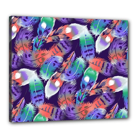 Bird Feathers Color Rainbow Animals Fly Canvas 24  X 20  by Mariart