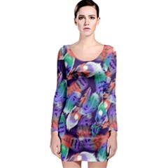 Bird Feathers Color Rainbow Animals Fly Long Sleeve Bodycon Dress by Mariart