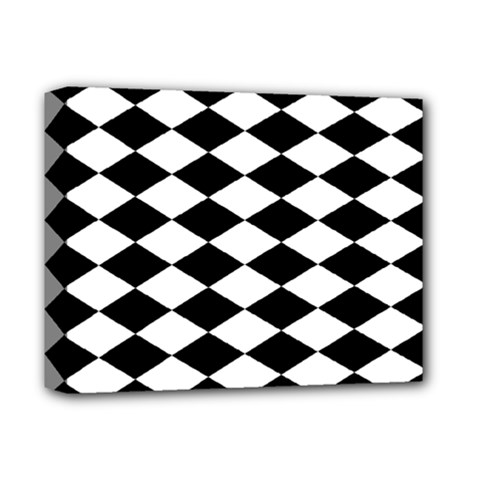 Diamond Black White Plaid Chevron Deluxe Canvas 14  X 11  by Mariart