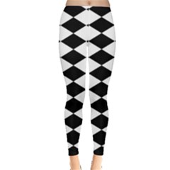 Diamond Black White Plaid Chevron Leggings  by Mariart