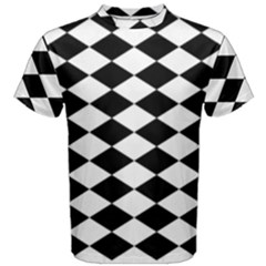 Diamond Black White Plaid Chevron Men s Cotton Tee by Mariart