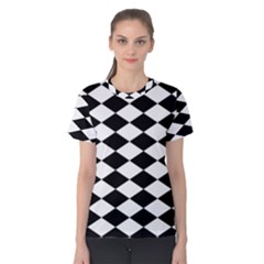 Diamond Black White Plaid Chevron Women s Cotton Tee