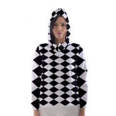 Diamond Black White Plaid Chevron Hooded Wind Breaker (women) by Mariart