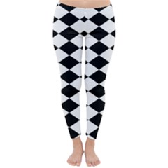 Diamond Black White Plaid Chevron Classic Winter Leggings by Mariart