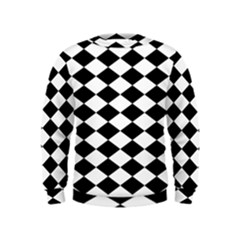 Diamond Black White Plaid Chevron Kids  Sweatshirt by Mariart