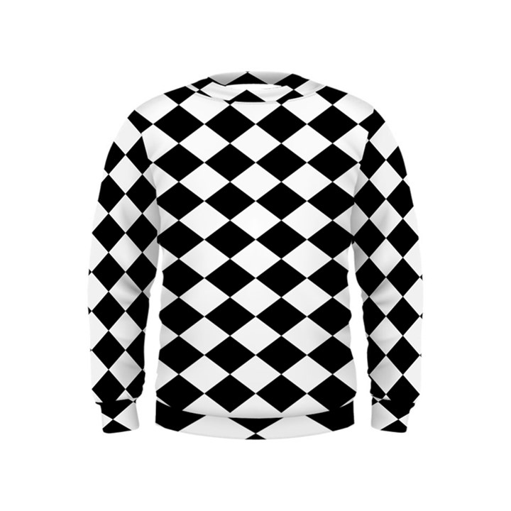 Diamond Black White Plaid Chevron Kids  Sweatshirt