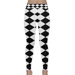 Diamond Black White Plaid Chevron Classic Yoga Leggings by Mariart