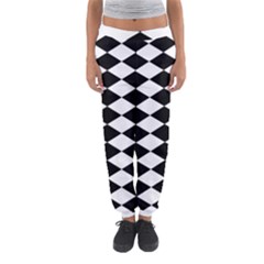 Diamond Black White Plaid Chevron Women s Jogger Sweatpants by Mariart