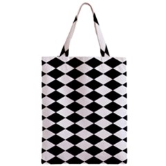 Diamond Black White Plaid Chevron Zipper Classic Tote Bag by Mariart