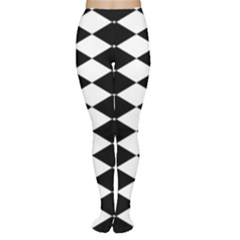 Diamond Black White Plaid Chevron Women s Tights by Mariart