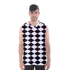 Diamond Black White Plaid Chevron Men s Basketball Tank Top by Mariart