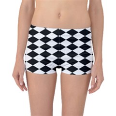 Diamond Black White Plaid Chevron Boyleg Bikini Bottoms by Mariart