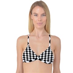 Diamond Black White Plaid Chevron Reversible Tri Bikini Top by Mariart