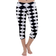 Diamond Black White Plaid Chevron Capri Yoga Leggings by Mariart