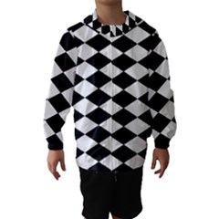 Diamond Black White Plaid Chevron Hooded Wind Breaker (kids) by Mariart