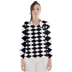 Diamond Black White Plaid Chevron Wind Breaker (women) by Mariart