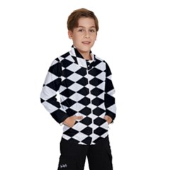 Diamond Black White Plaid Chevron Wind Breaker (kids) by Mariart