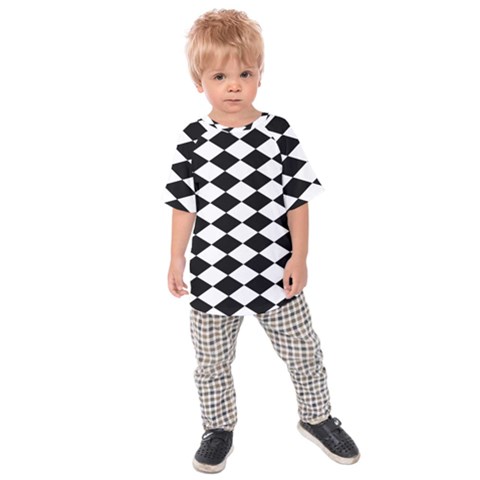 Diamond Black White Plaid Chevron Kids  Raglan Tee by Mariart