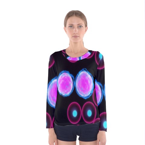 Cell Egg Circle Round Polka Red Purple Blue Light Black Women s Long Sleeve Tee by Mariart